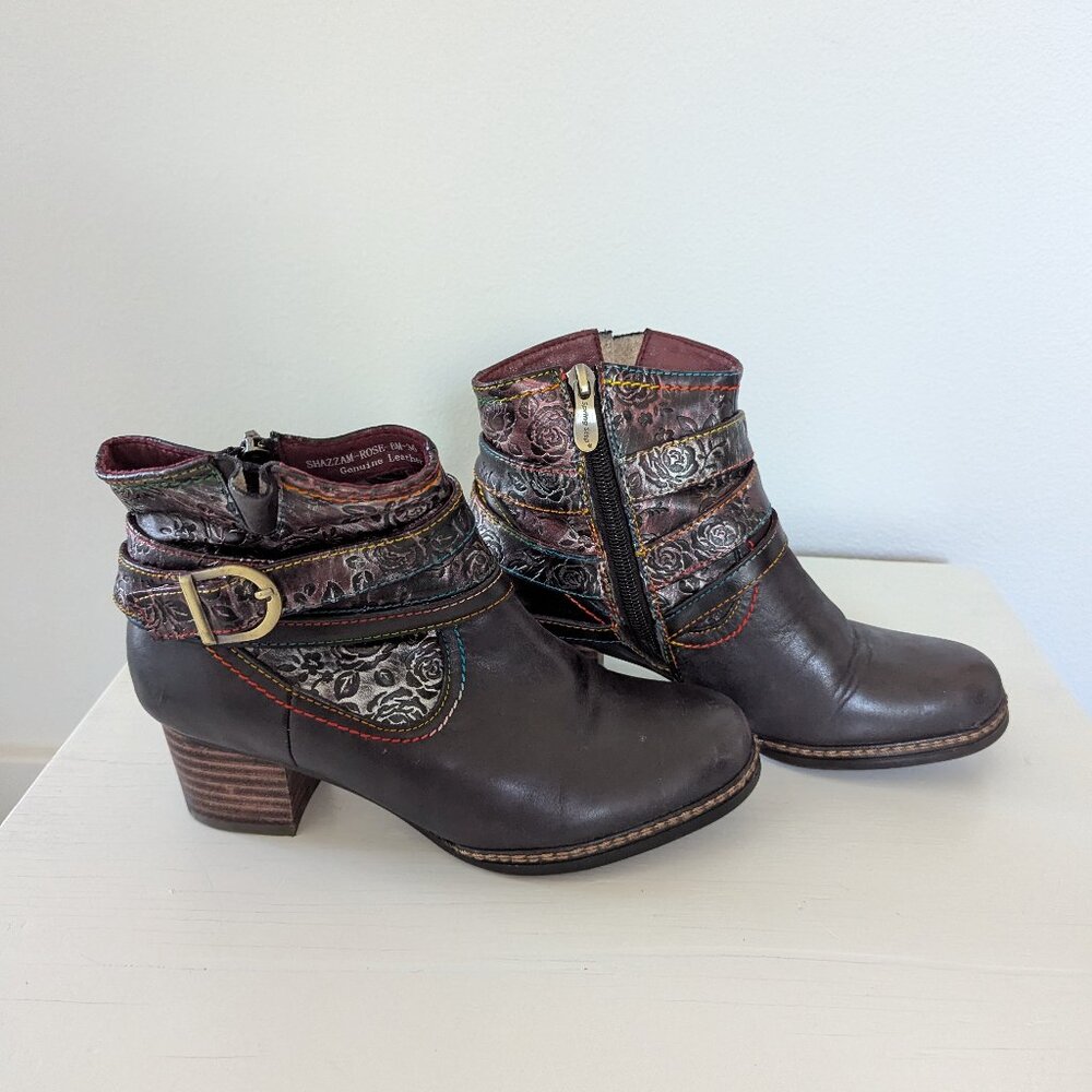 L'Artiste Shazzam Rose Leather Boots, 5.5